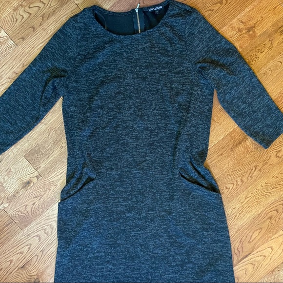 Nina Leonard heathered grey dress. Pockets - Picture 5 of 12
